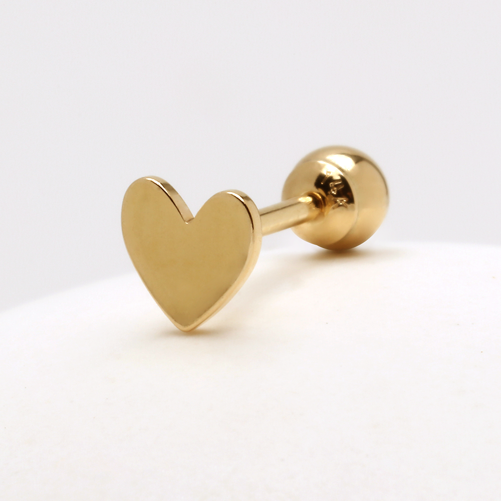GOLD CZ 4PRONG HEAD / HEART INTERNAL THREAD BODY PIERCING & EARRING